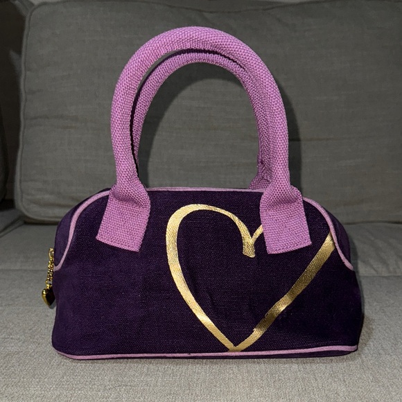 Victoria's Secret Handbags - Victoria’s Secret velour bag Purple and Pink Heart